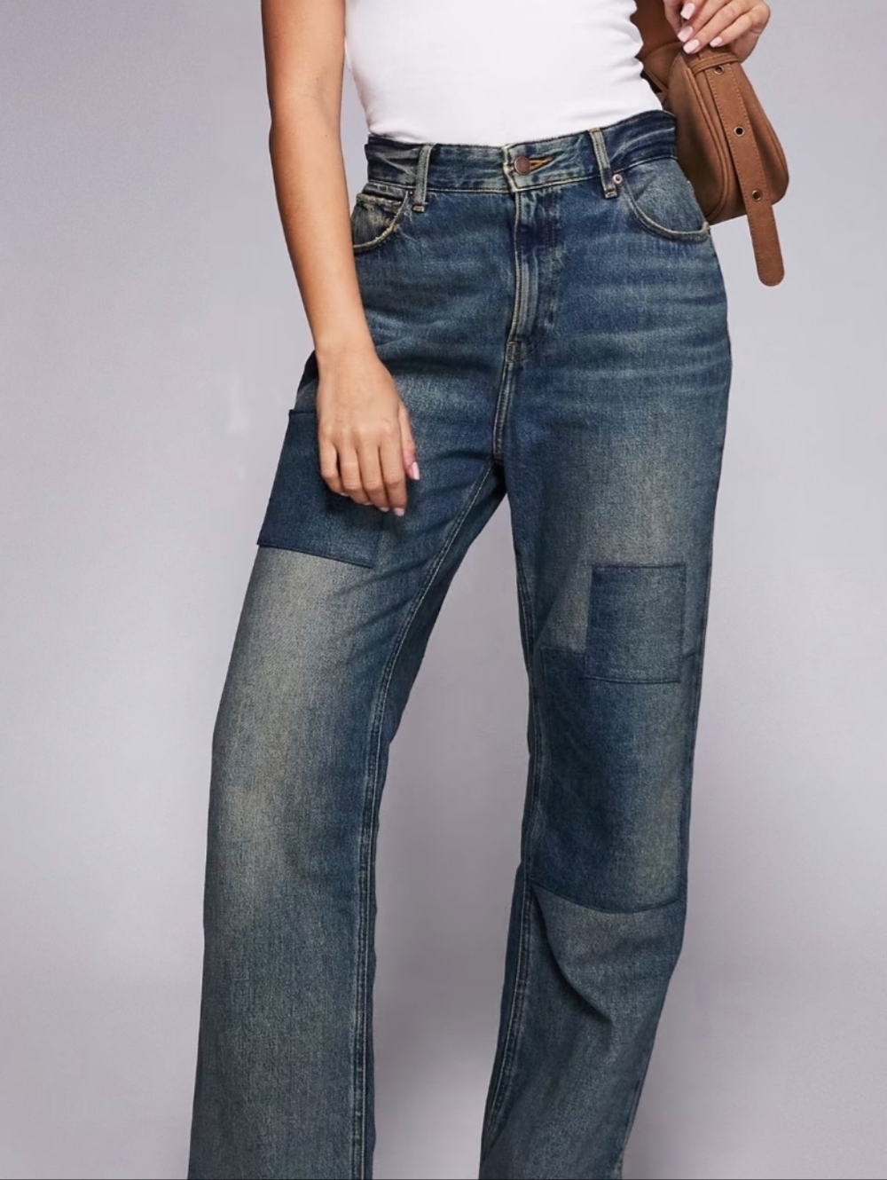 GOOD AMERICAN Wide-Leg Patchwork Women's Jeans - Dark Blue $178
